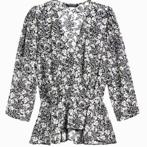 Floral Black and White Women's Top